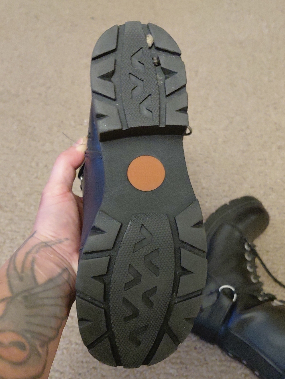 HARLEY DAVIDSON Knee High Black Leather Boots Size 5.5 - Picture 12 of 14
